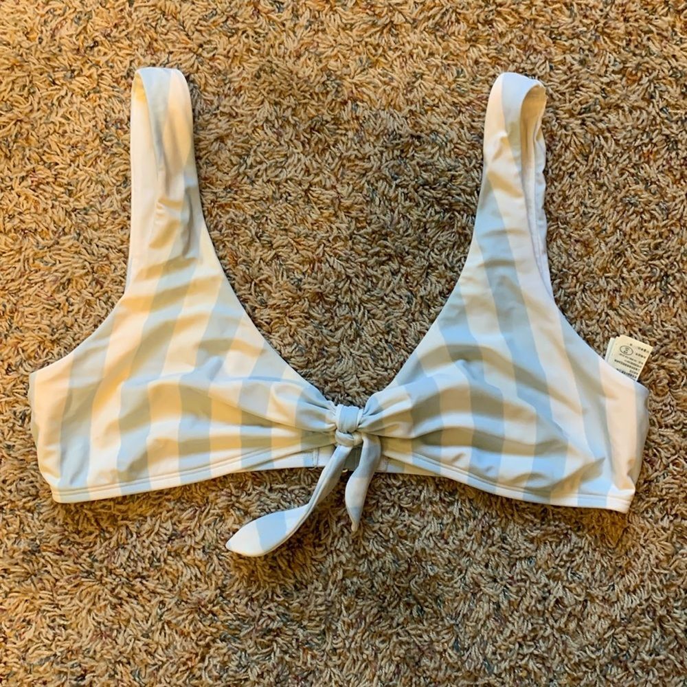 Women’s Juniors Hollister Striped Beach Nautical Knot Front Swimsuit Bikini Top